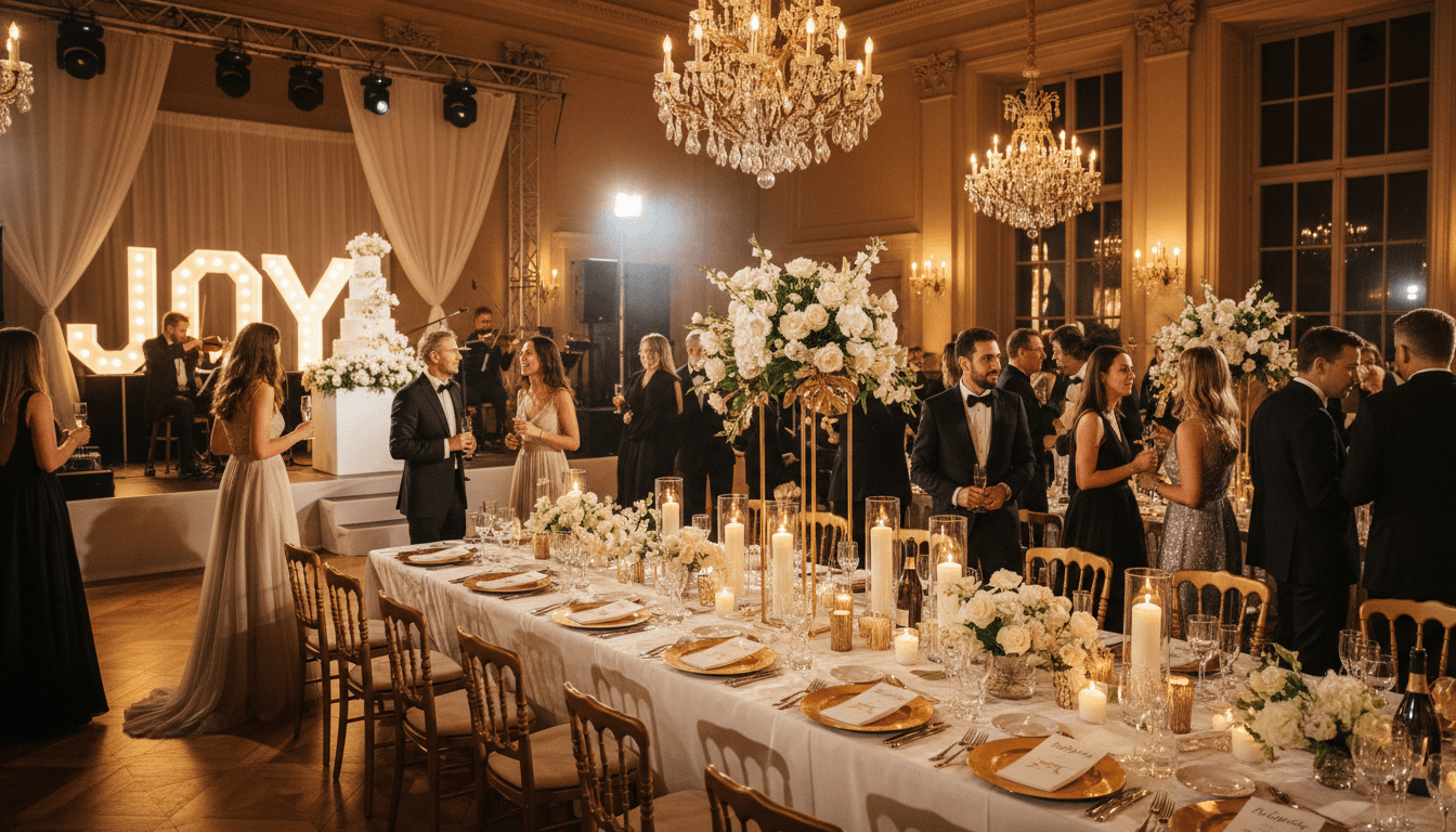 Sophisticated VIP birthday celebration with elegant table settings and ambient lighting